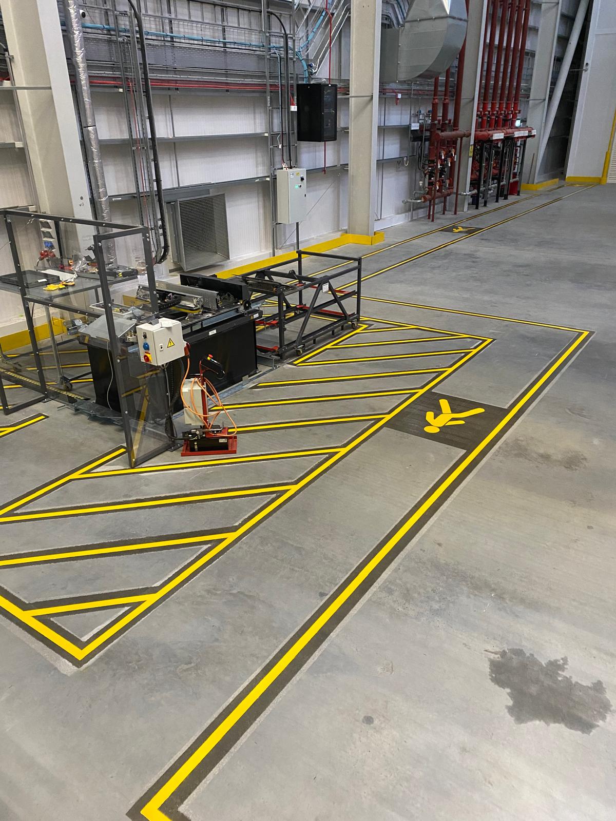 Yellow Hatch Markings and Pedestrian Walkway Installed