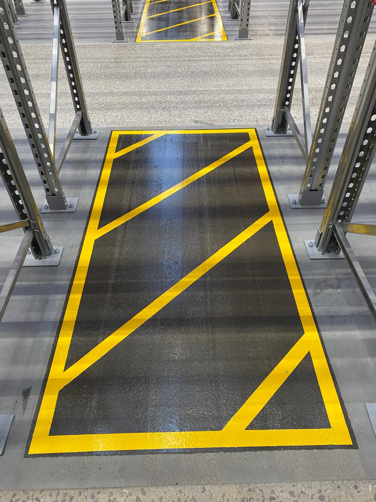 Yellow Hatch Markings and Pedestrian Walkway Installed